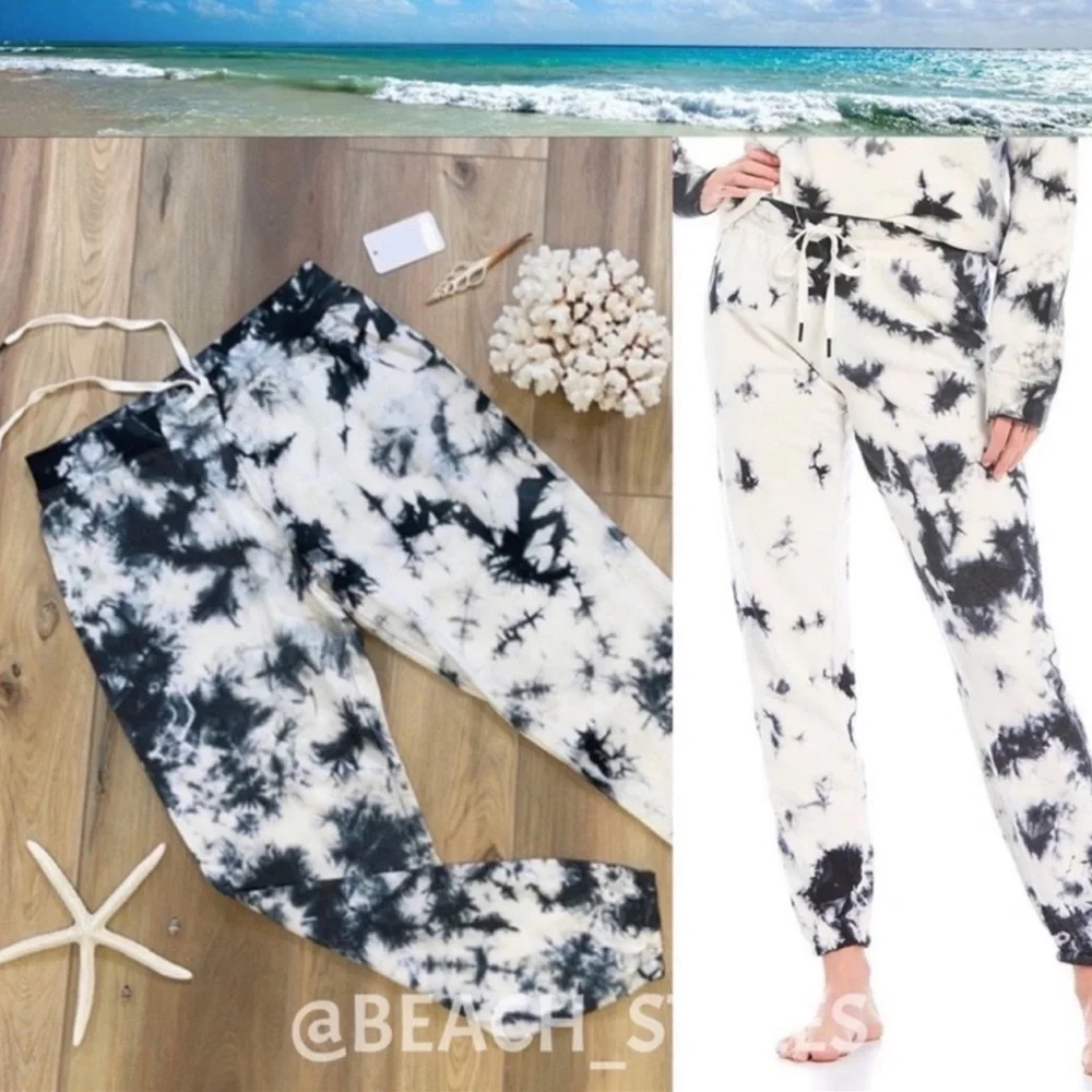 🌴🔆PJ SALVAGE- TIE DYE BLACK SWEATPANTS 🔆🌴 - Picture 1 of 8